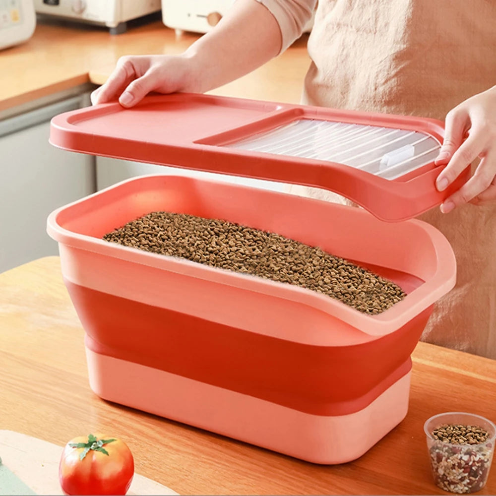 Airtight Collapsible Pet Food Storage Container - 13/33LB Dry Dog Cat Food Box