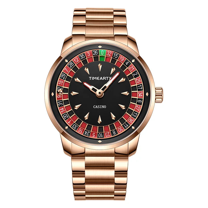 TIMEARTX Luxury Roulette Poker Game Quartz Watch for Men
