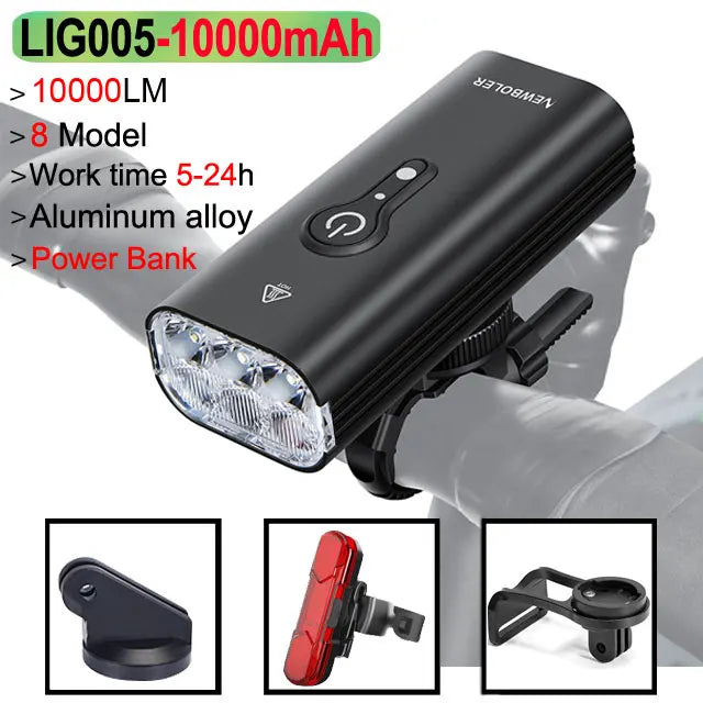 NEWBOLER 10000LM Smart Bicycle Light | USB Rechargeable 10000mAh Front Lamp