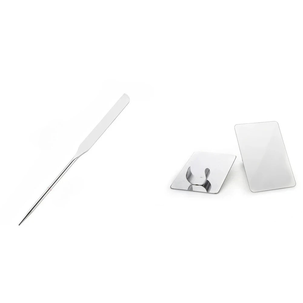 2PC Stainless Steel Makeup Mixing Palette & Spatula Set