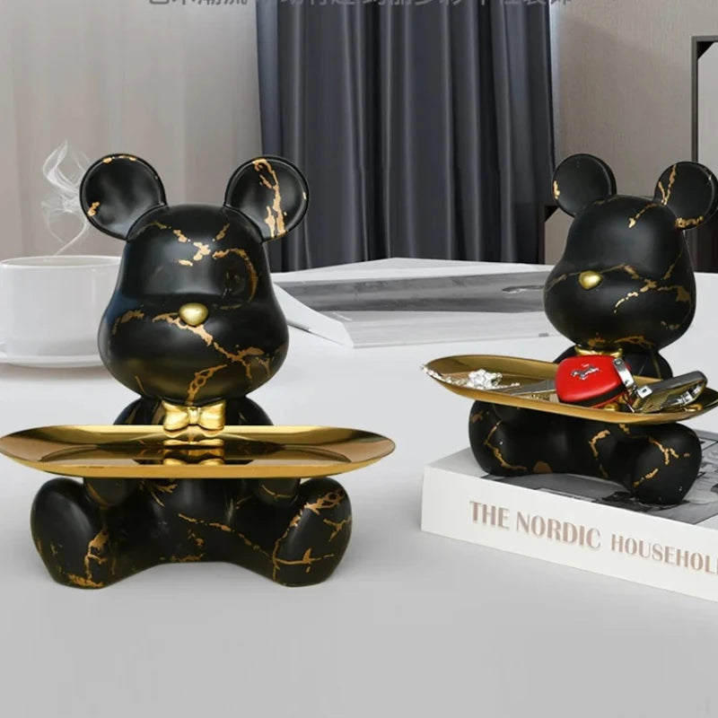 Trendy Graffiti Bear Desk Organizer | Unique Resin Art Decor