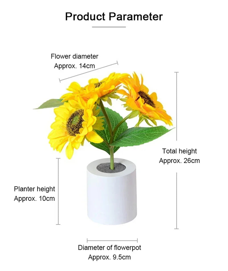 Vabena Rechargeable Sunflower LED Accent Light | Ambient Decor