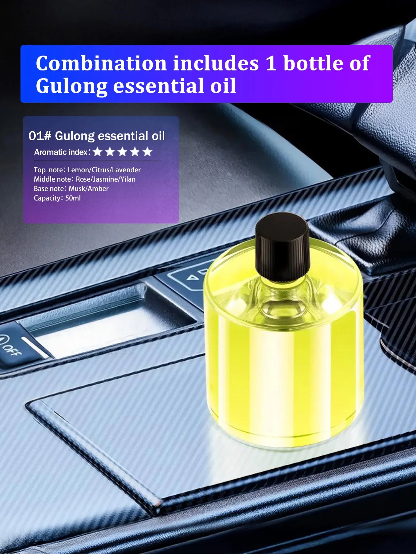 Vabena Rechargeable Car Aroma Diffuser - Colorful, Wireless & Portable