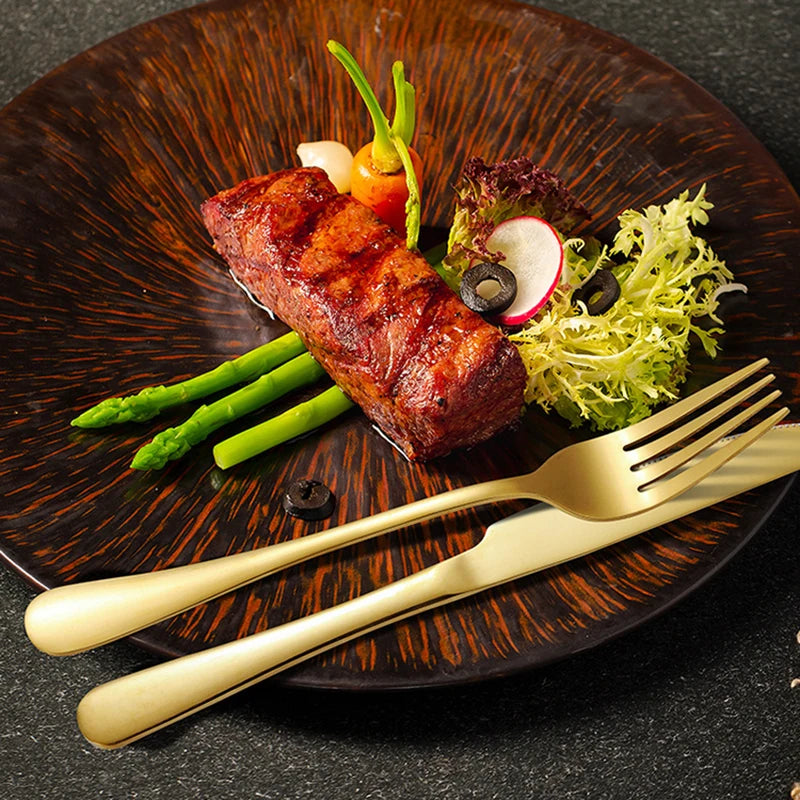 Vabena Golden Stainless Steel Cutlery Set - Elegant Dining | Premium Gold Flatware