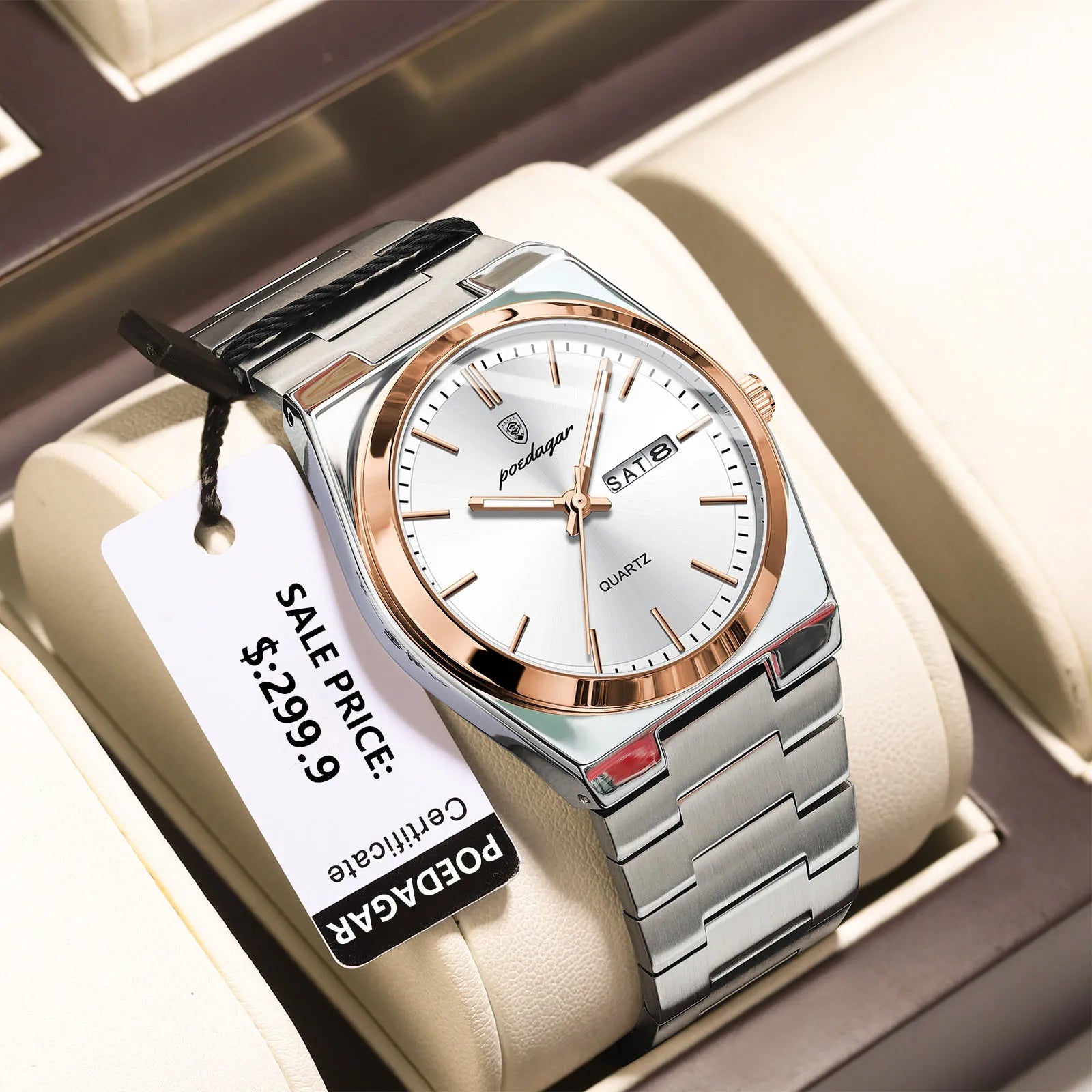 POEDAGAR Luxury Men's Quartz Watch - Waterproof, Luminous, Date & Week