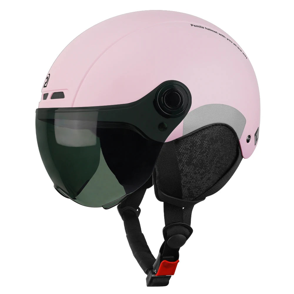 PEMILA Cycling Helmet with Goggles, Ear Protection & Reflective Safety - Adult MTB Road E-Bike