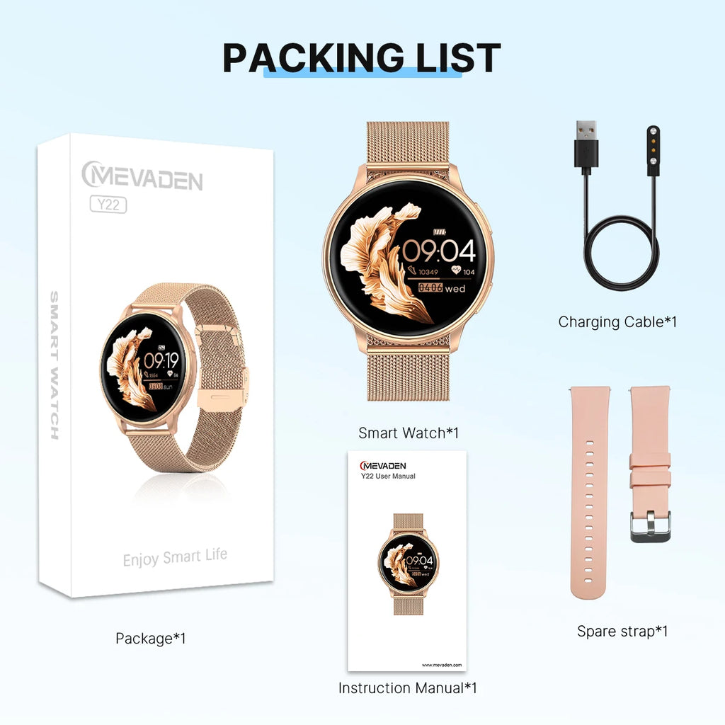MEVADEN Bluetooth Call Smart Watch - Custom Dial, Fitness Tracker Y22