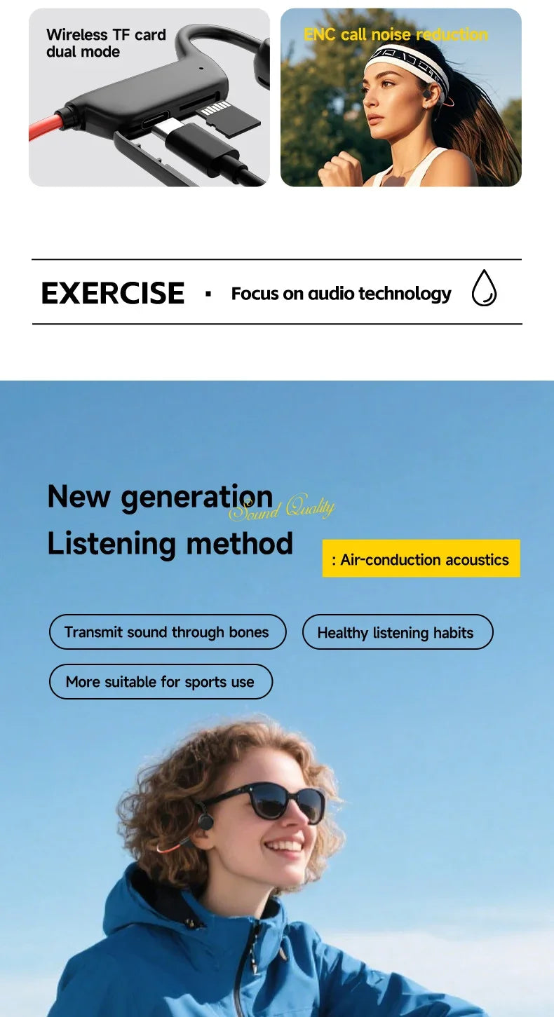 Vabena 2026 Bone Conduction Headset: Wireless IPX8 Swimming & Sports Headphones with Mic