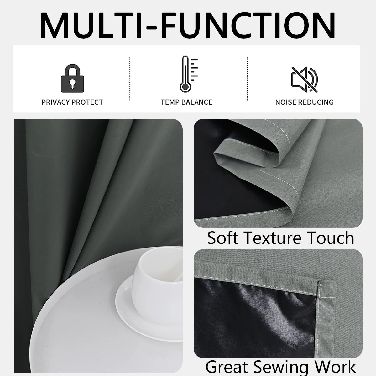 Modern Blackout Curtains - 2 Pcs Set with Coated Lining for Home Decor