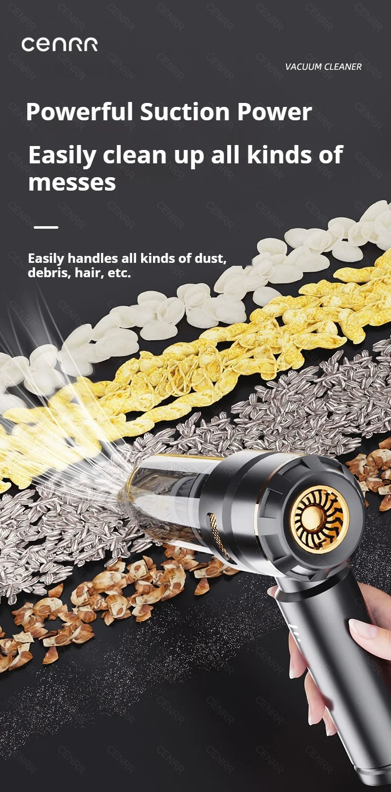CENRR 998000PA Powerful Portable Wireless Car Vacuum & Robot