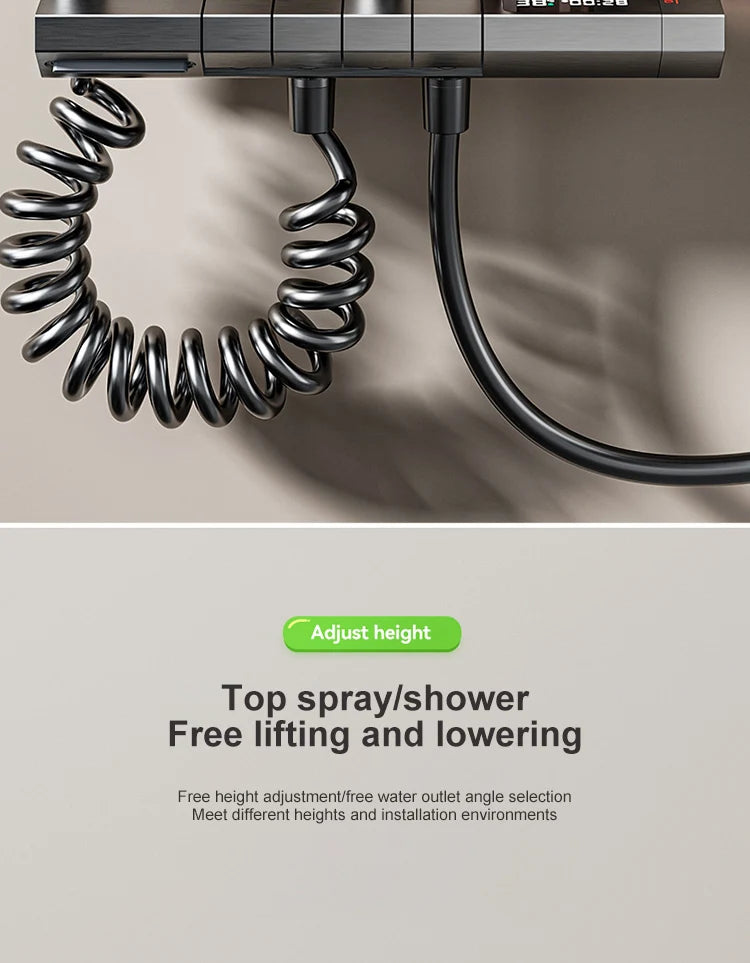 Vabena Grey Piano Button Digital Display Rain Shower System with Ambient Light