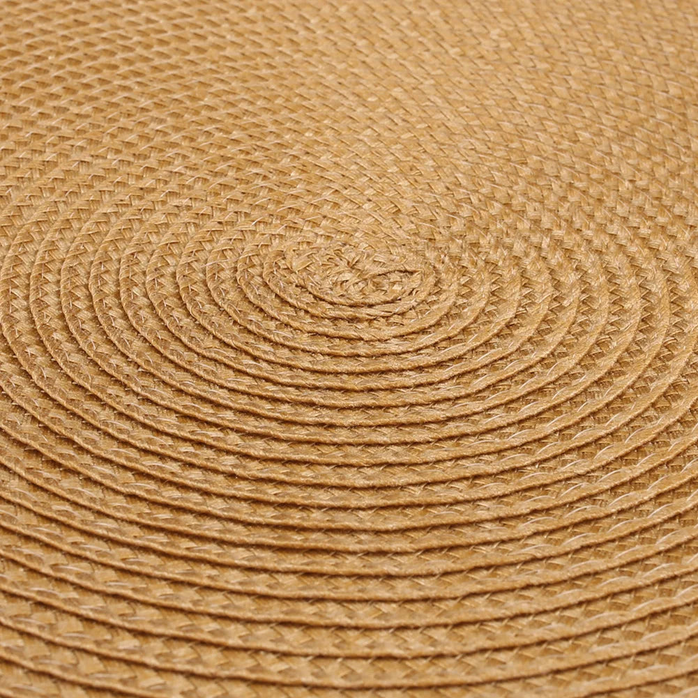 Set of 12 Round Braided Placemats & Coasters | Washable, Heat Resistant & Non-Slip