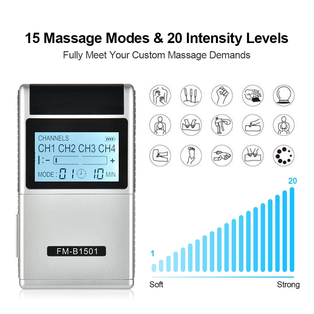 Vabena 15 Modes EMS TENS Electric Muscle Stimulator Pain Relief Device