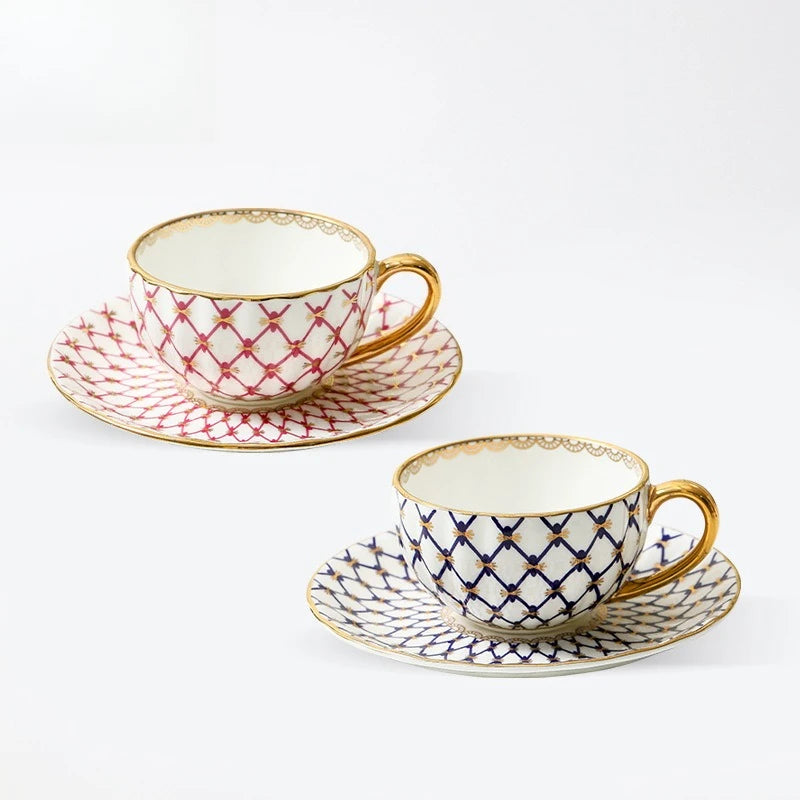 Nordic Bone China Coffee Cup with Gold Handle - Elegant Porcelain Mug