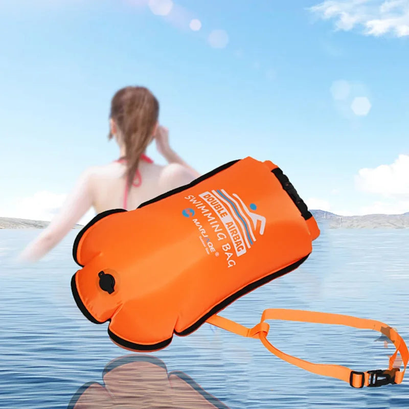 20L Inflatable Open Water Swim Buoy Tow Bag with Double Airbags – Safety & Storage