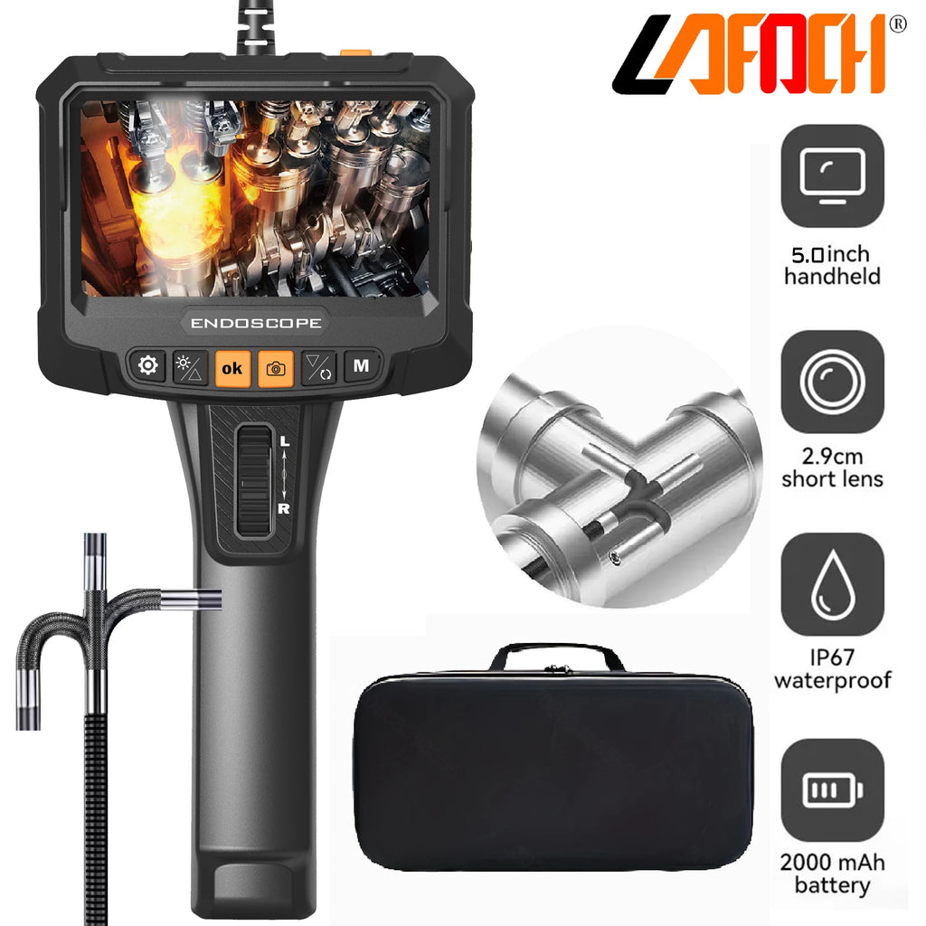 Vabena 360° Rotating Dual-Lens Endoscope - 3.9MM Industrial Inspection Camera with 5-inch IPS Display