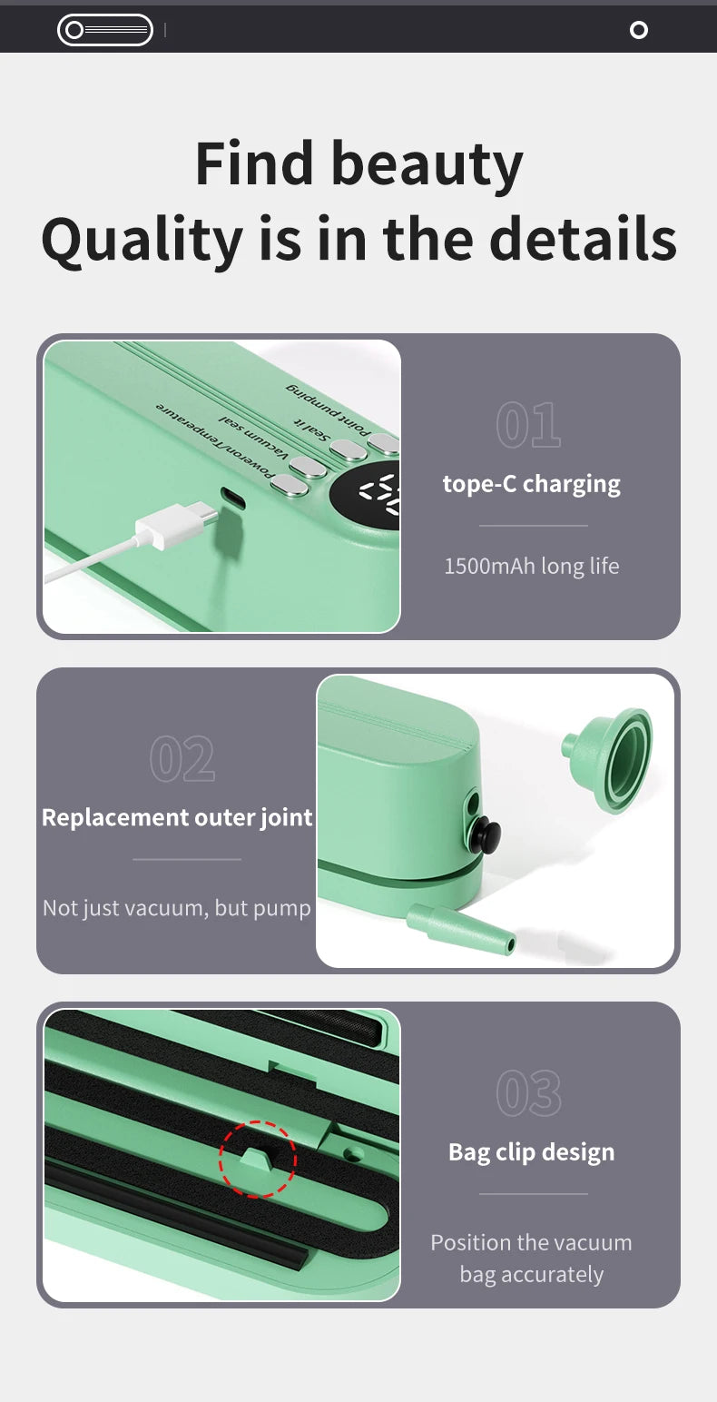 Mini Wireless Automatic Vacuum Sealer for Food Preservation | Freshness Keeper
