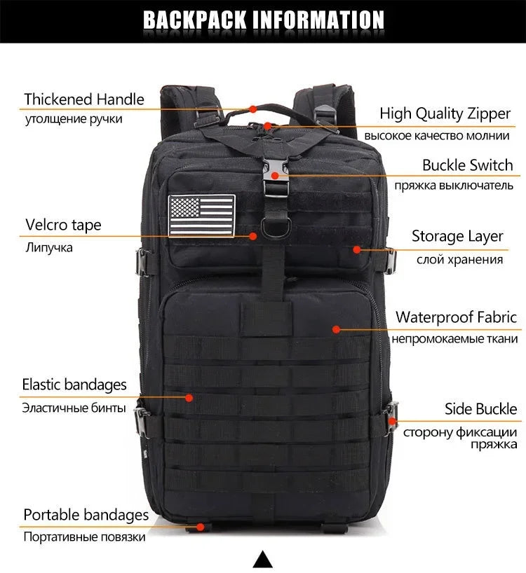 ReFire Gear 50L Tactical Assault Pack - Durable Military Backpack