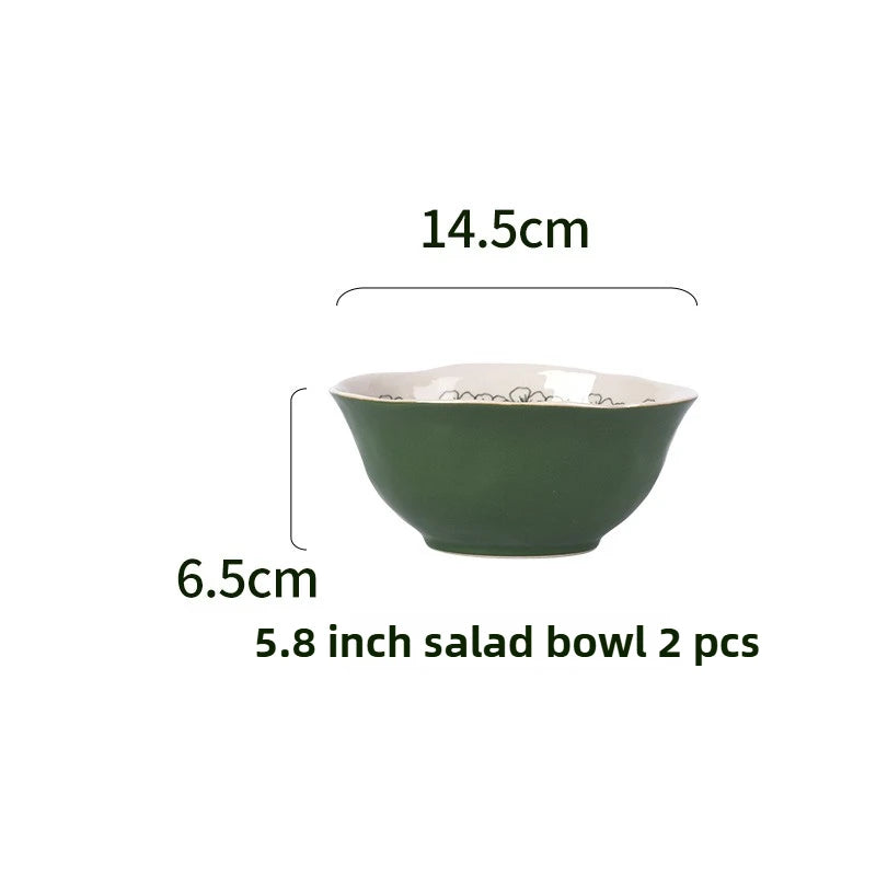 SOLECASA Floral Porcelain Dinnerware Set - Green Design