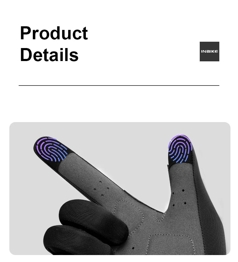 INBIKE Full Finger Touch Screen Cycling Gloves - MTB Road Bike Spring Summer