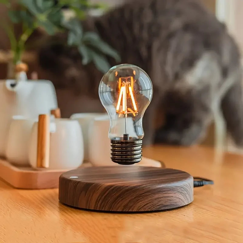 Levitating Moon Lamp - Magnetic Floating 3D LED Night Light with Wooden Base