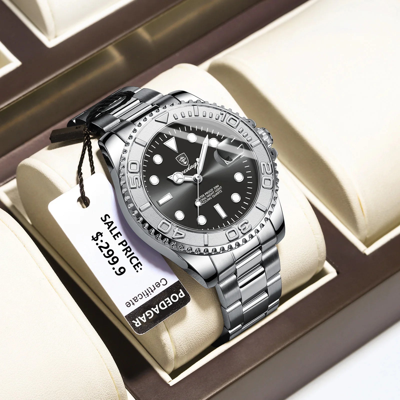POEDAGAR Luxury Men's Quartz Watch - Waterproof & Luminous Date