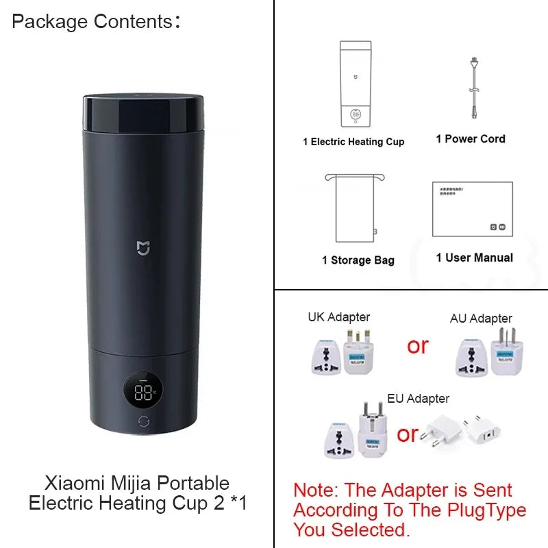 Mijia Portable Electric Kettle 2, Travel Thermos Cup, Smart Temperature 350ml