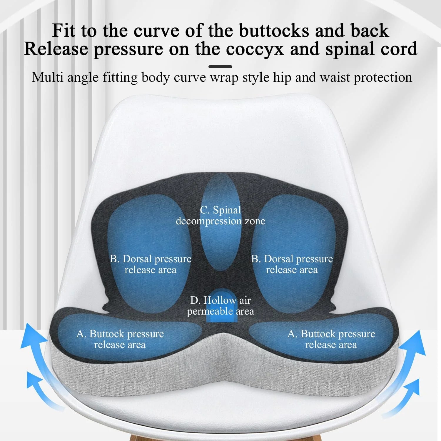 Memory Foam Car & Office Lumbar Support Cushion - Ergonomic Comfort