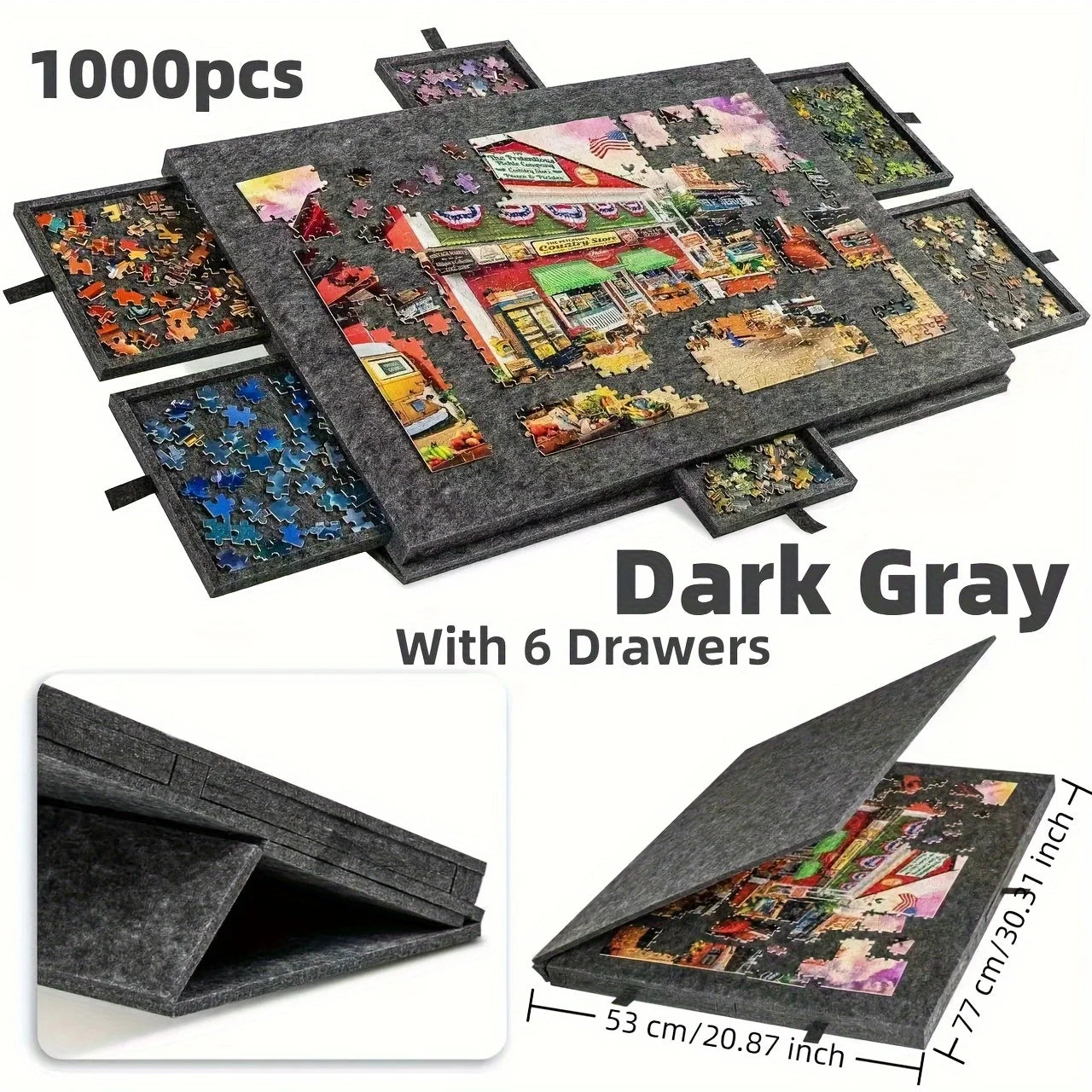 Puzzle Board 1000 Pcs with 6 Drawers | Portable Non-Slip Organizer