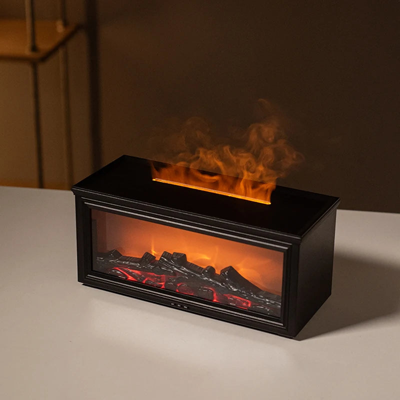 7-Color Mini Flame Diffuser & Humidifier | Essential Oil Fireplace Effect