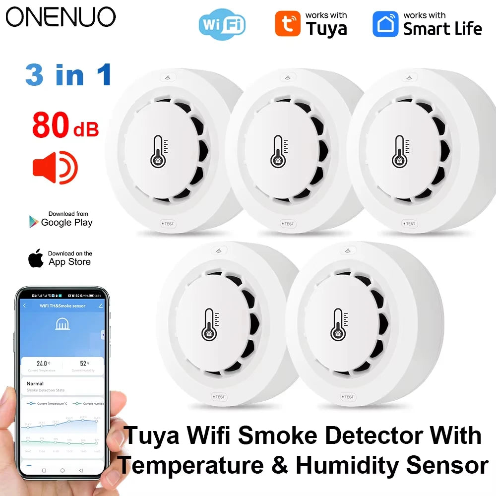 Tuya Smart WiFi & Bluetooth Smoke Detector with Temp & Humidity