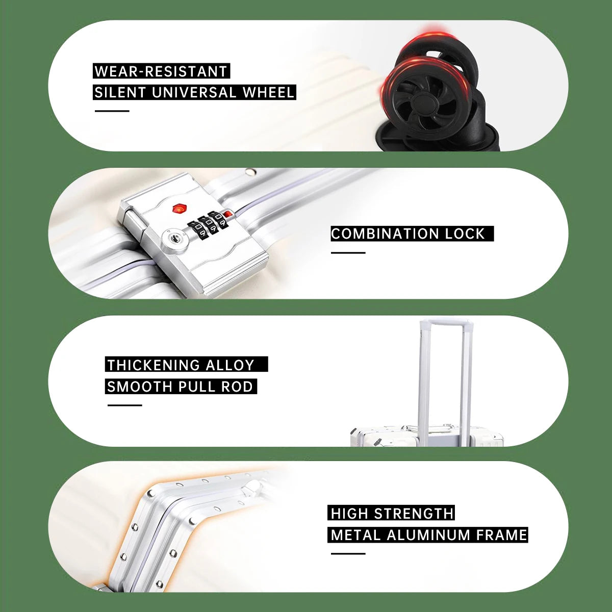 Aluminum Frame Luggage Set - USB & TSA Lock 20-28"