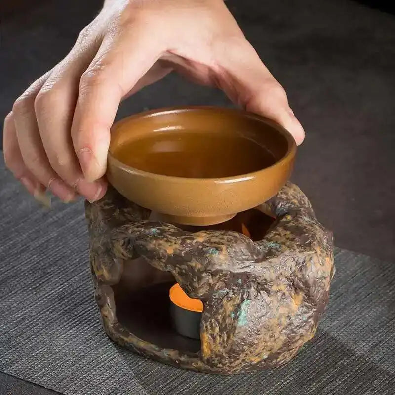 Retro Japanese Stoneware Tea Warmer & Essential Oil Burner - Home Decor