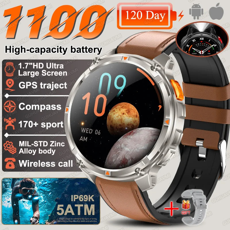 T-Rex3 Pro Smartwatch | 1100mAh Battery, GPS, 5ATM Waterproof, Military-Grade