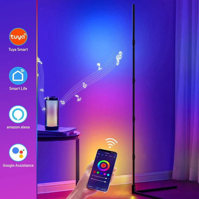RGBIC Smart Corner Floor Lamp with Tuya App Control