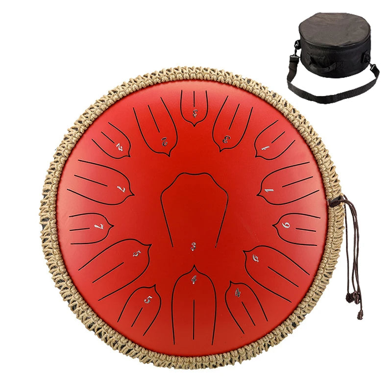 Hluru 13-inch Steel Tongue Drum - 15 Notes D Tone Glucophone Ethereal Percussion