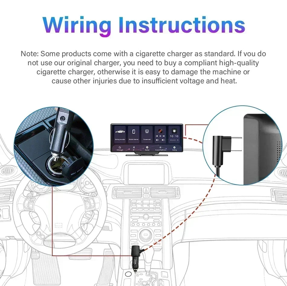 Srnubi 10.26" 4K Dash Cam with CarPlay, Android Auto & GPS