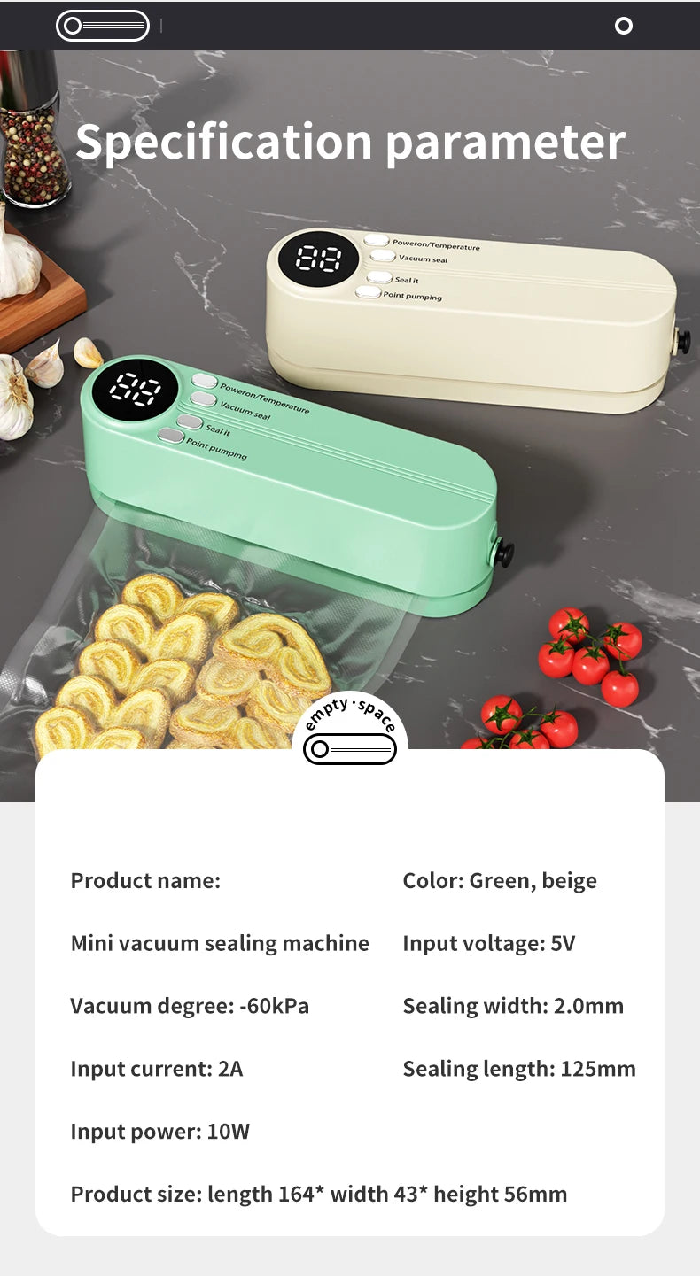 Mini Wireless Automatic Vacuum Sealer for Food Preservation | Freshness Keeper
