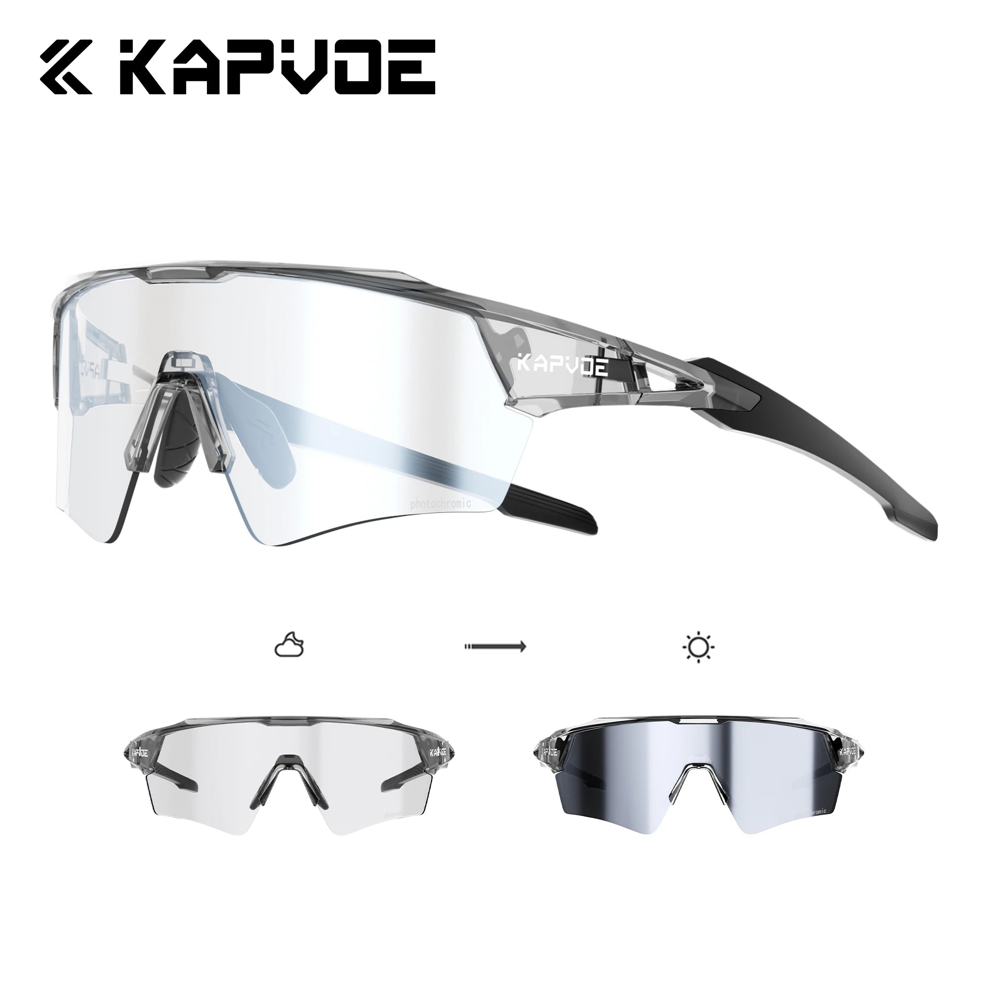 Kapvoe Photochromic Cycling Sunglasses UV400 MTB Road Bike Goggles Men Women