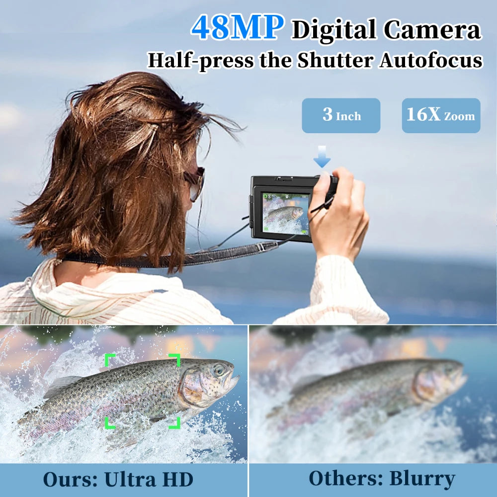 Vabena 4K 48MP Vlogging Camera | Flip Screen & Flash for YouTube & TikTok