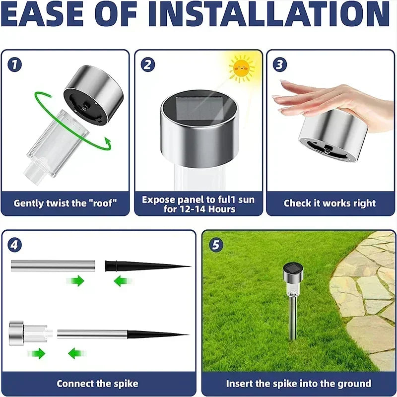 Vabena Solar Garden Lights Outdoor - Waterproof LED Landscape Pathway Lamps (10/20/30 Pcs)