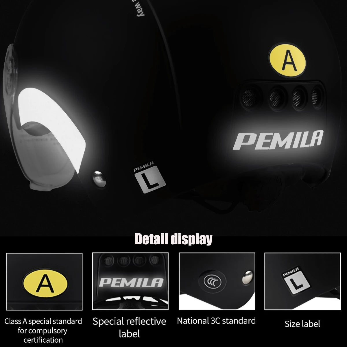 PEMILA Cycling Helmet with Goggles, Ear Protection & Reflective Safety - Adult MTB Road E-Bike