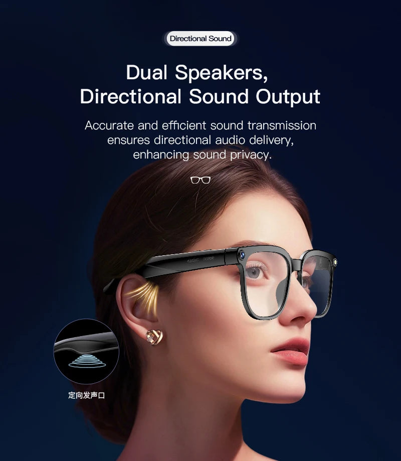 GUHUAVMI 800W HD Camera Glasses for Men - Hands-Free Translator & Video