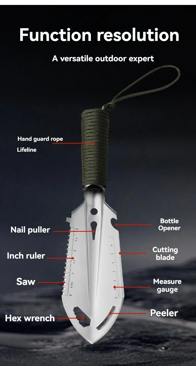 Vabena Camping Engineer Survival Shovel - Multifunctional Stainless Steel Hand Tool
