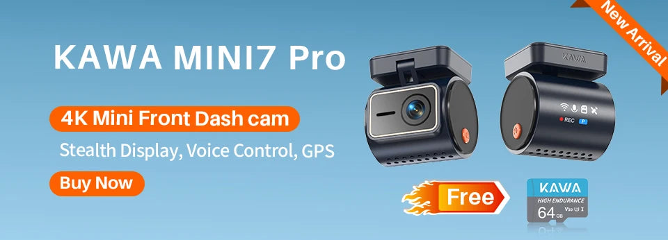 KAWA Dash Cam MINI 3 - 2K Dash Camera with Voice Control, Night Vision & WiFi APP