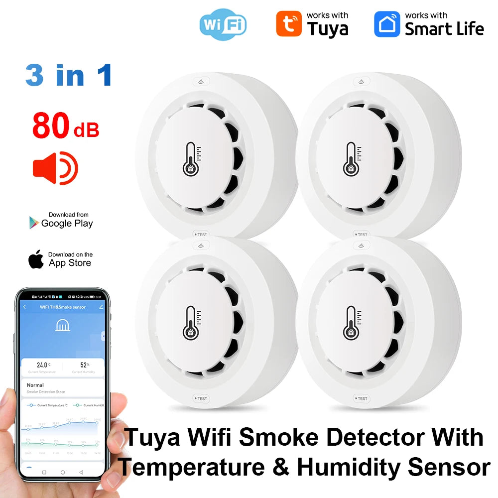 Tuya Smart WiFi & Bluetooth Smoke Detector with Temp & Humidity