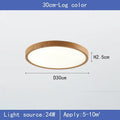 Modern Circular LED Ceiling Light - Ultrathin Wood Grain Walnut Decorative