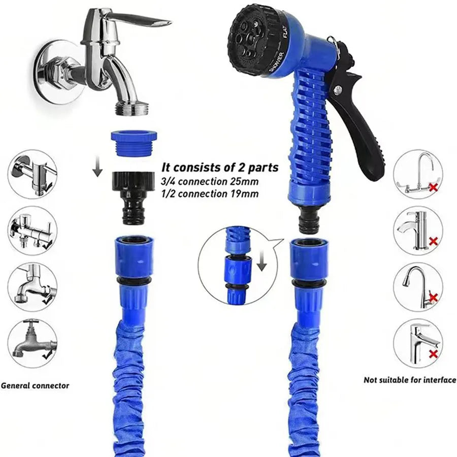 Vabena Expandable Garden Hose 25-200FT - Lightweight, Durable & Kink-Free with 7-Way Spray Nozzle