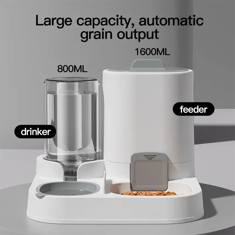 Automatic Gravity-Fed Cat Water Dispenser & Feeder - Spill-Proof