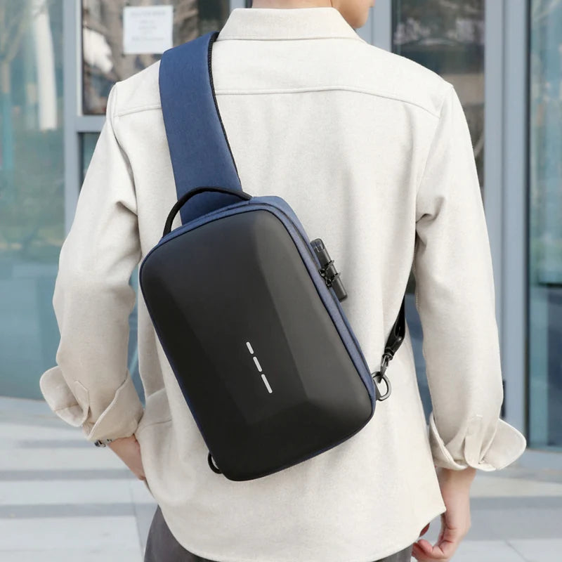 Men's Anti-theft Crossbody Bag with USB Charging Port & Combination Lock for Business & Travel